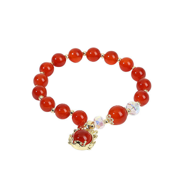 Pulsera de ágata con moneda de la suerte