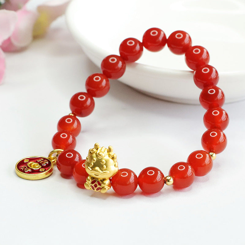 Pulsera de Ágata Roja – Año del Dragón Zodiaco Unisex TrendShop MX
