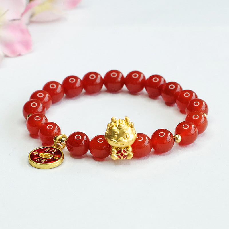 Pulsera de Ágata Roja – Año del Dragón Zodiaco Unisex TrendShop MX