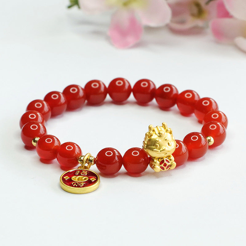Pulsera de Ágata Roja – Año del Dragón Zodiaco Unisex TrendShop MX