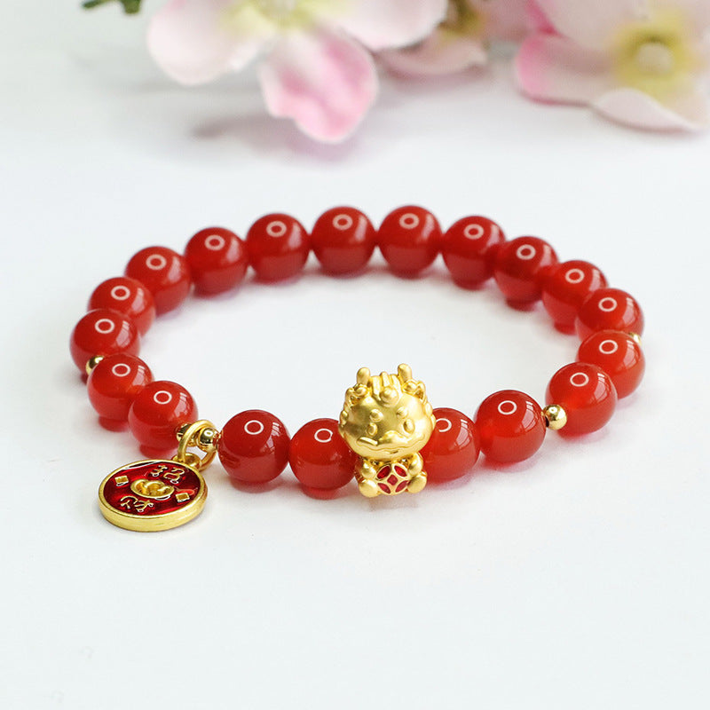 Pulsera de Ágata Roja – Año del Dragón Zodiaco Unisex TrendShop MX