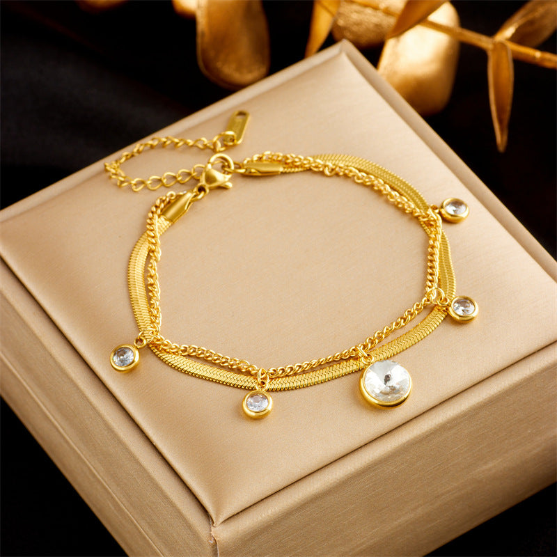 Pulsera Doble Capa de Acero Dorado – Lujo Moderno Unisex TrendShop MX