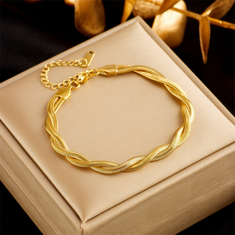 Pulsera Doble Capa de Acero Dorado – Lujo Moderno Unisex TrendShop MX