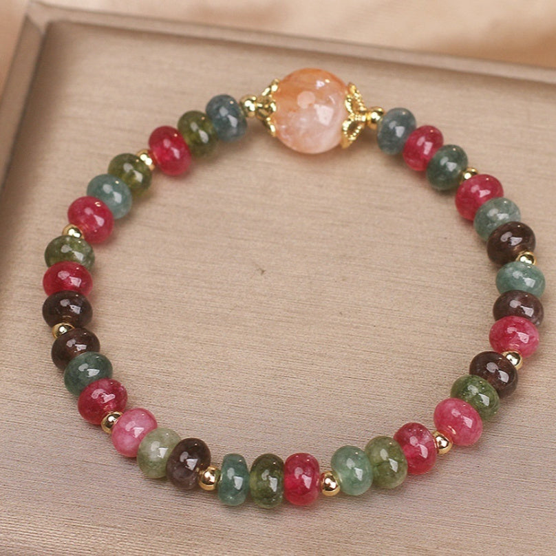 Pulsera Retro de Turmalina Natural Multicapa – Cristales de Estilo Bohemio TrendShop MX