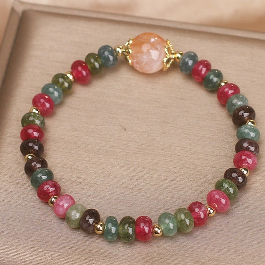 Pulsera Retro de Turmalina Natural Multicapa – Cristales de Estilo Bohemio TrendShop MX