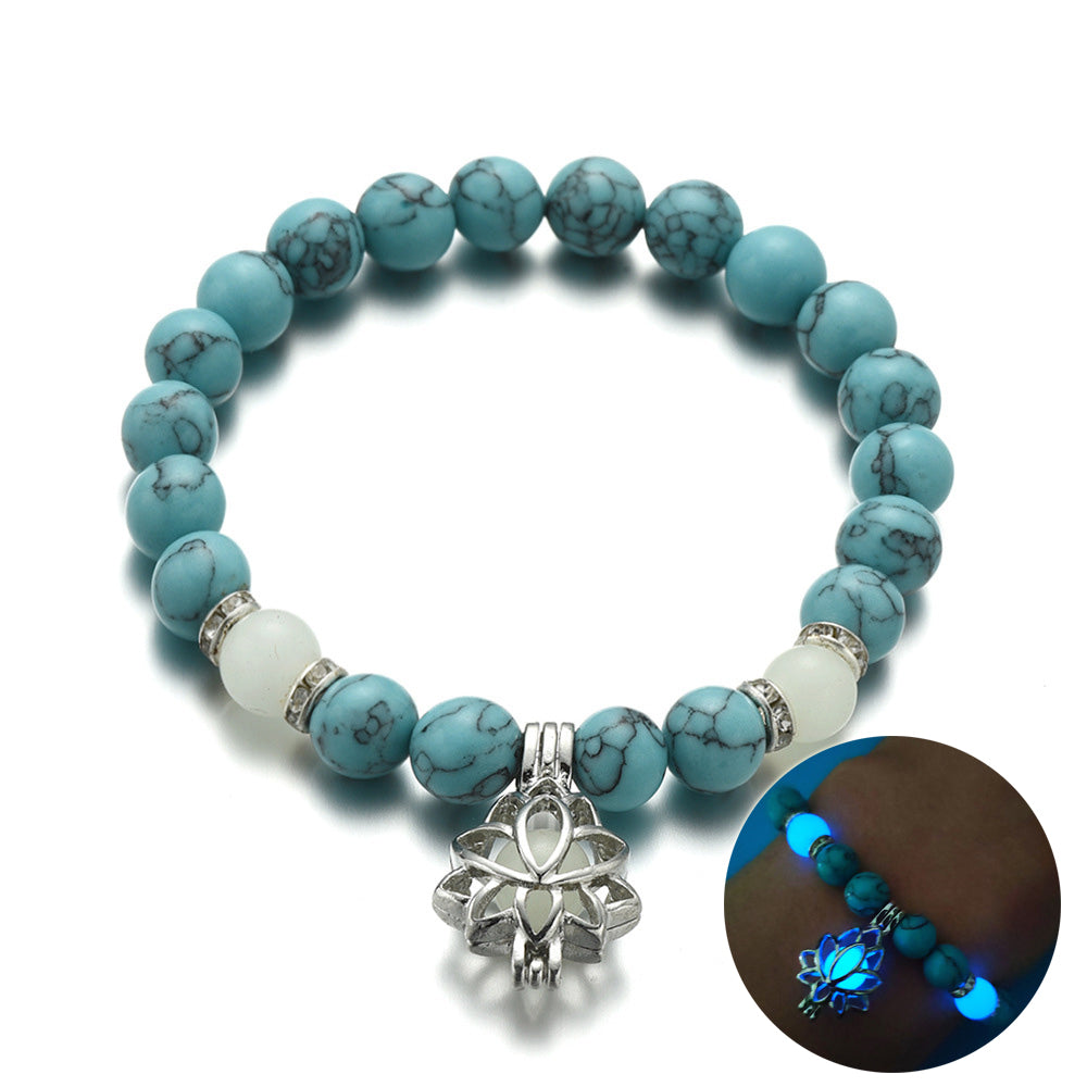 Energy Luminous Lotus Natural Stone Bracelet Yoga Healing Luminous Glow In The Dark Charm Beads Bracelet For Men Women Prayer Buddhism TrendShop MX