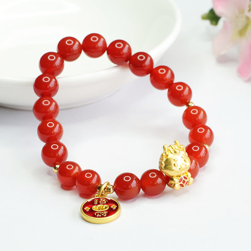 Pulsera de Ágata Roja – Año del Dragón Zodiaco Unisex TrendShop MX