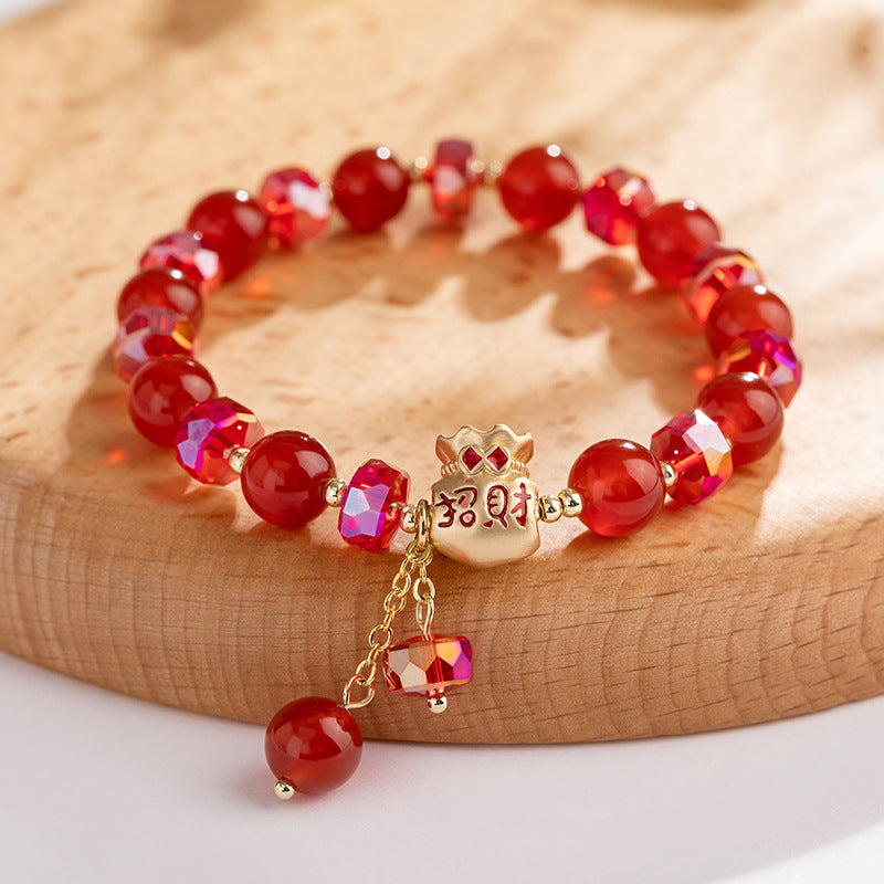 Pulsera de ágata con moneda de la suerte