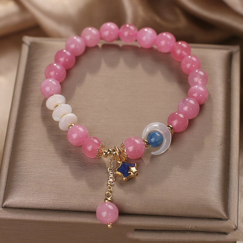 Pulsera de doble anillo de turmalina natural para mujer, lujo ligero